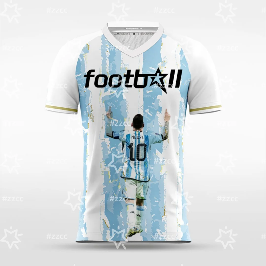 25-26 الأرجنتين ميسي مروحة تذكارية لكرة القدم جيرسي الخريف الرياضة الجافة بسرعة تي شيرت رجالي ملابس الأطفال المحملة Y2k امرأة #2