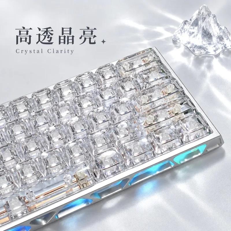 Star Edge Transparent Keycaps Side Printed Light Through EV63 Fit Magnetic Axis Mechanical Keyboard Custom Creative Clear Keycap