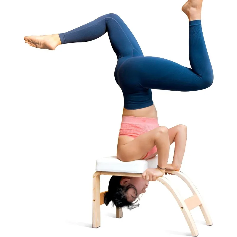 

Yoga Inversion Bench Headstand Prop Upside Down Chair for Balance Training Core Strength Building Backbends