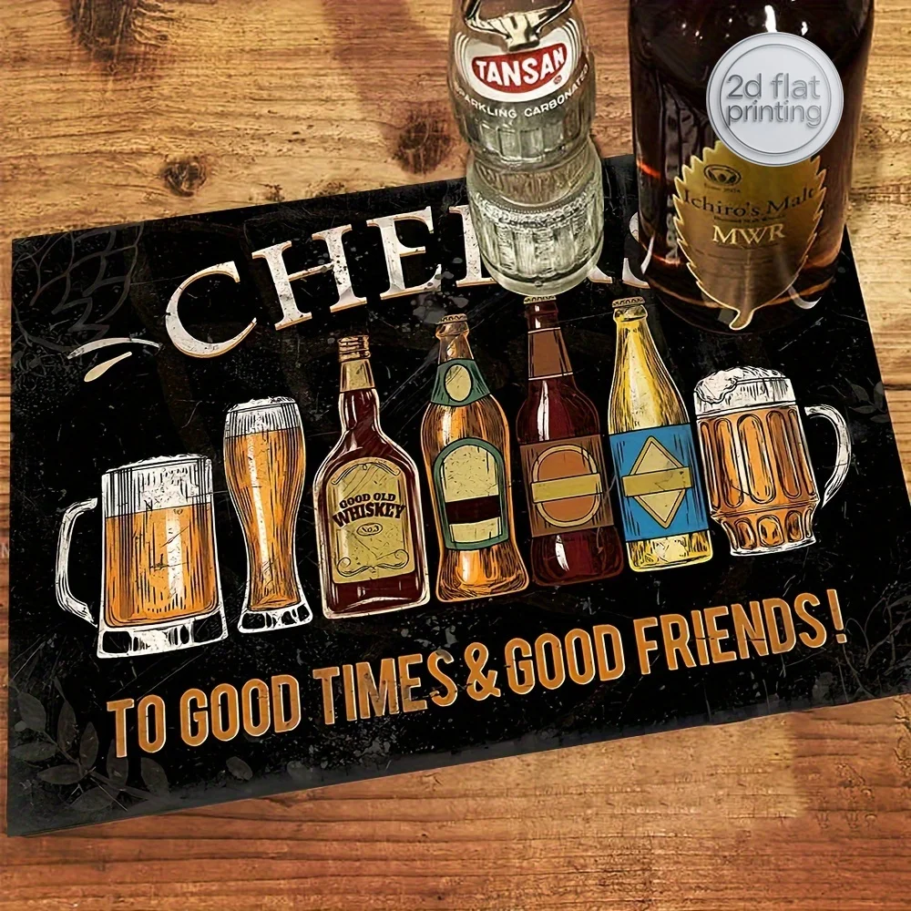 Tapete de Barra de una Pieza con Temática de Festival de Cerveza - Posavasos con Diseño de Cerveza de Dibujos Animados Hecho de Tierra de Diatomeas Antideslizante, Ideal para Decoración