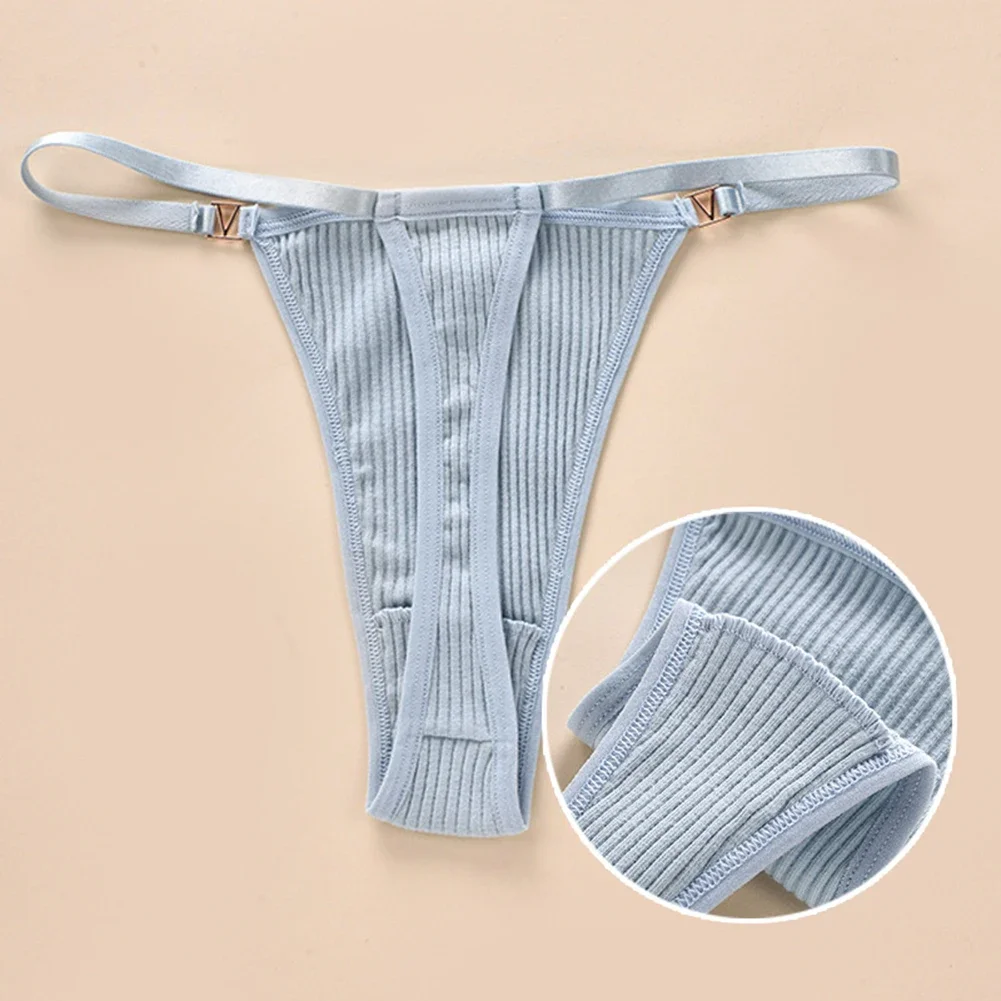 Women Cotton Thread Thong Briefs Comfortable Breathable Underwear Thin Belts Low Waist T Back Underpants Sexy Bikini Lingerie