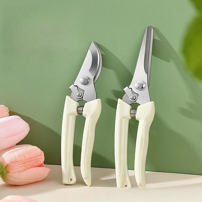 Stainless Steel Garden Pruning Shears Straight Curved Head Gardening Scissors Tree Branch Cutter