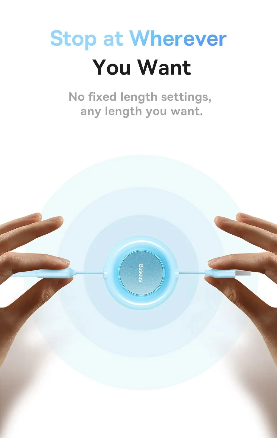 Baseus 3 in 1 Retractable USB Cable for iPhone Charger Fast Wire Charging Cable For Android Phone Type C For Xiaomi Samsung