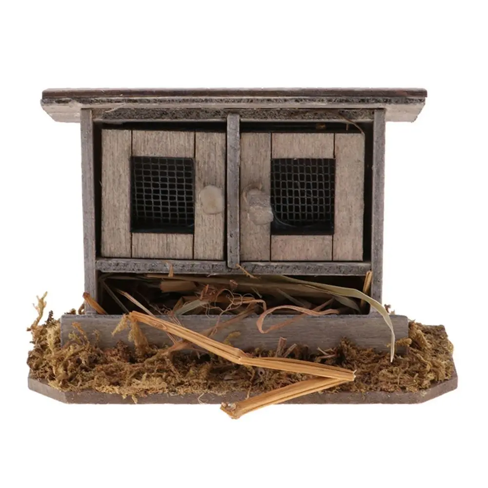 Domek dla lalek, ogród wróżek, dekoracje do domu, scena na zewnątrz, model, akcesoria dla lalek, miniaturowy kurnik, drewniany most łukowy