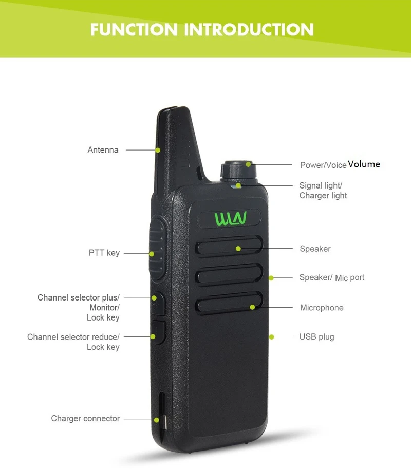 WLN-KD-C1 راديو صغير محمول ، UHF 400-520MHz ، 5 واط لاسلكي تخاطب ، 16 قناة UHF جهاز الإرسال والاستقبال ، KDC1