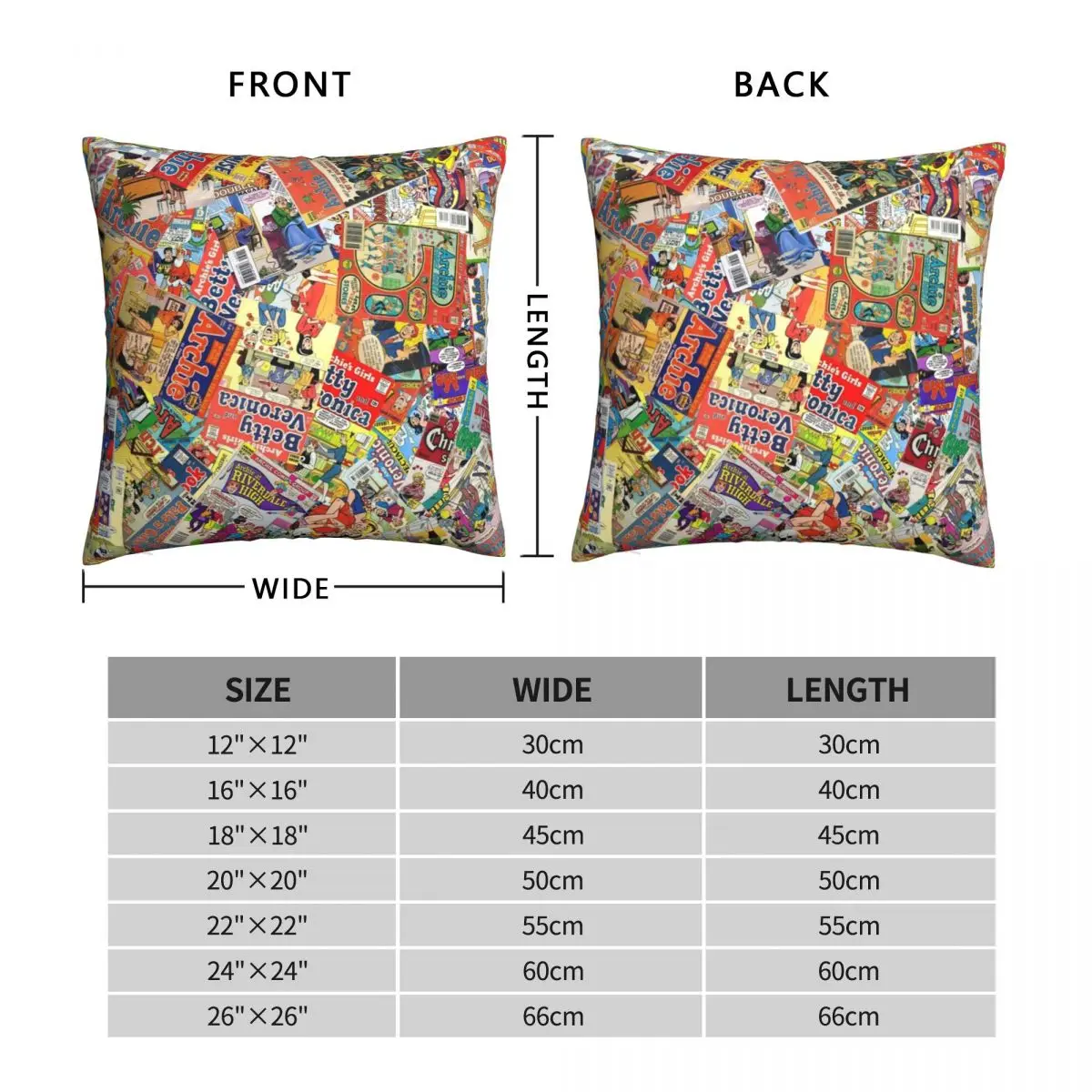 Archie Comics Pillowcase Polyester Linen Velvet Printed Zip Decorative Throw Pillow Case Sofa Cushion Cover