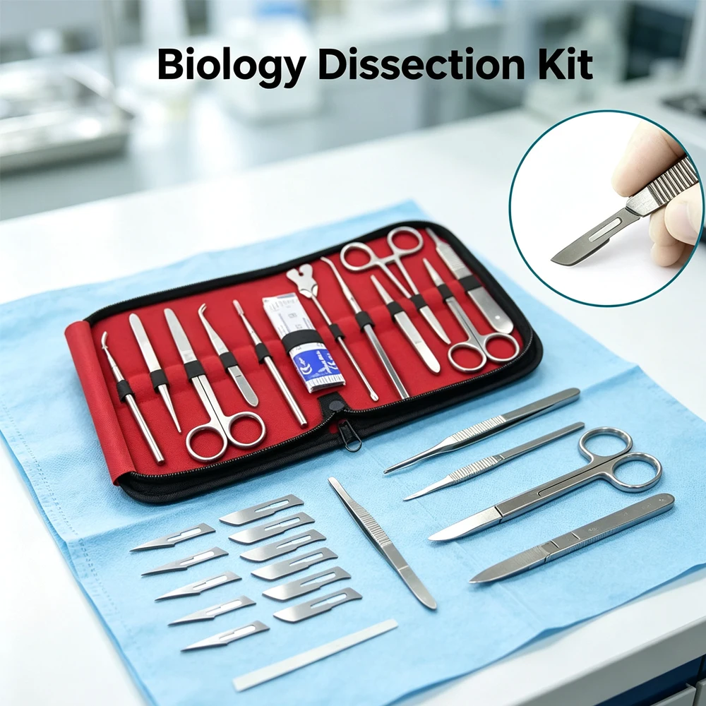 22 Piece Stainless Steel Anatomy Dissection Kit Probe Scissors Tweezers for Student Lab Teaching Practice
