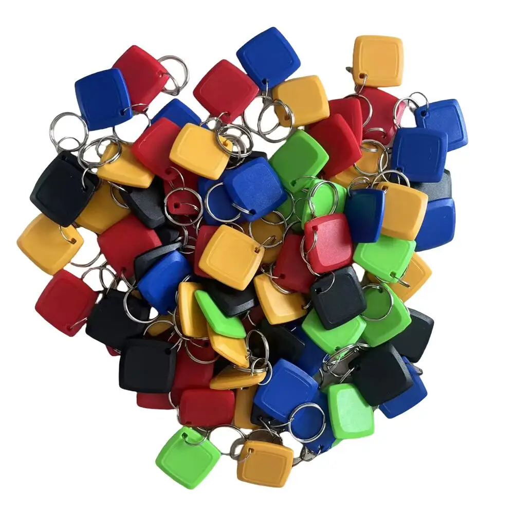125KHz T5577 EM4305 Keyfobs Rewritable Tag 5200 Proximity Copy Access Blank Card ID Token Ring RFID Cloner Keychain 100Pcs
