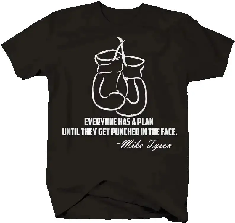 الجميع لديه خطة ريترو مايك تايسون الملاكمة إقتباس تي شيرت 100% القطن س الرقبة الصيف قصيرة الأكمام عادية قميص رجالي حجم S-3XL