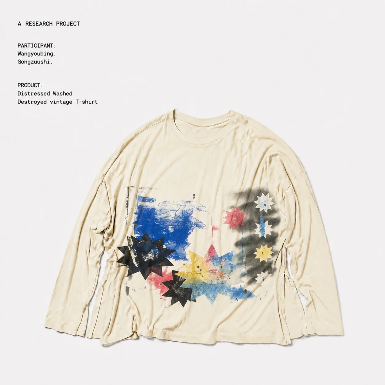Vintage Graffiti Star Print Long Sleeve T-Shirt Unisex Cotton Youth Fashion Loose Fit Summer Casual round Neck Tee