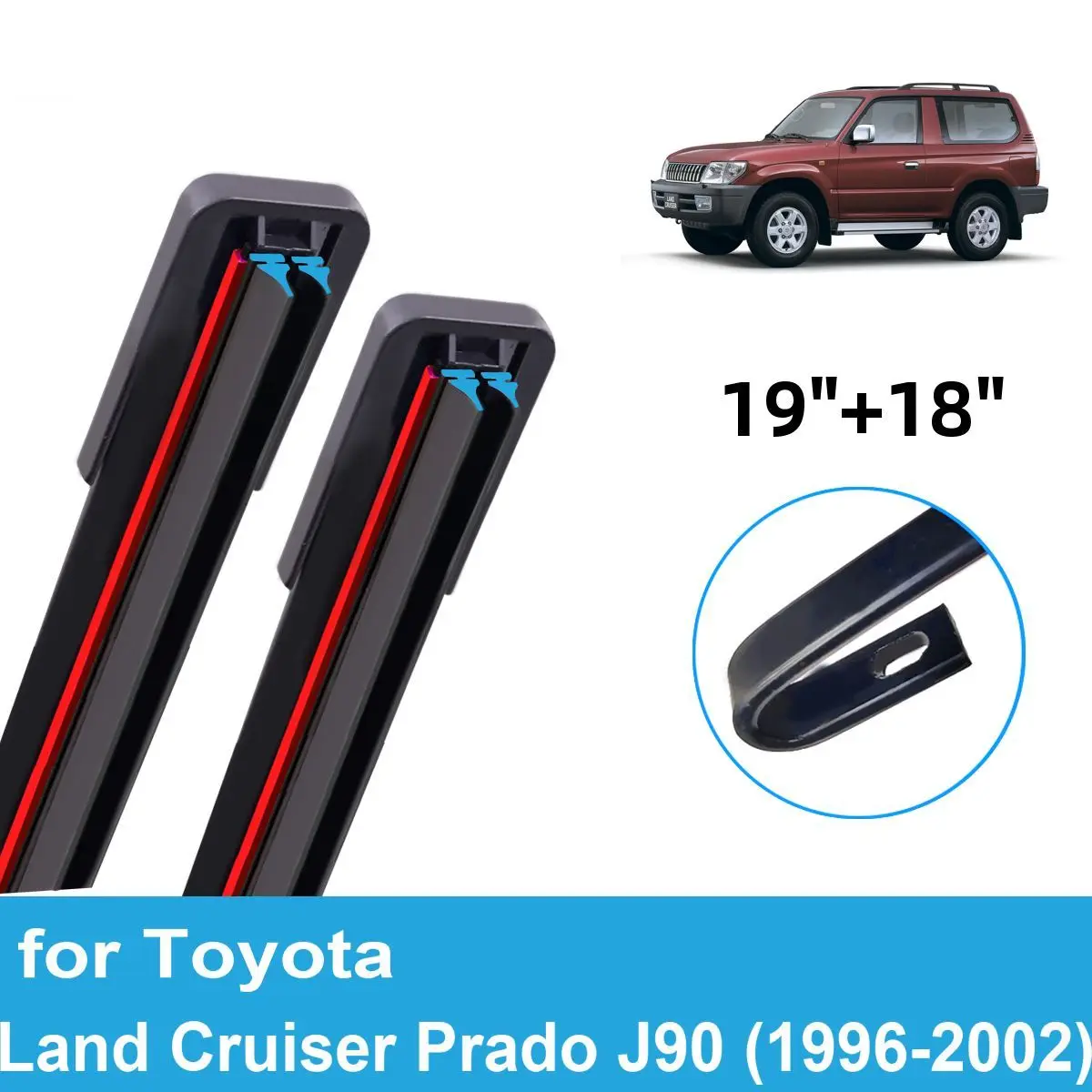 

2PCS Car Wiper Blades for 1996-2002 Toyota Land Cruiser Prado J90 Front Windshield Double Rubber Car Accessories 2000 2001 2002