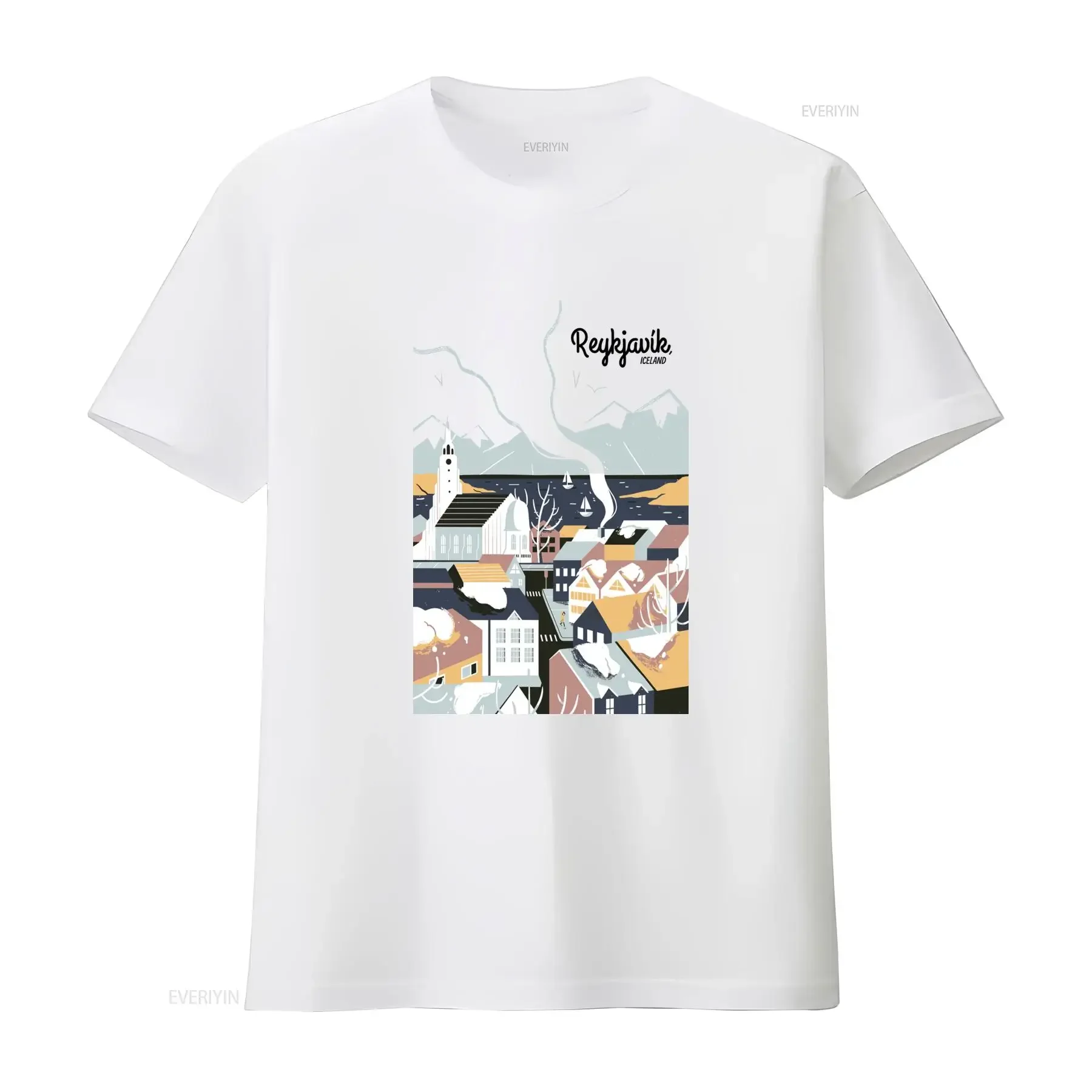 Reykjavik Iceland Travel Vintage Style T Shirt Meme Funny M649 vintage Washed homme Comfortable Versatile designer clothes