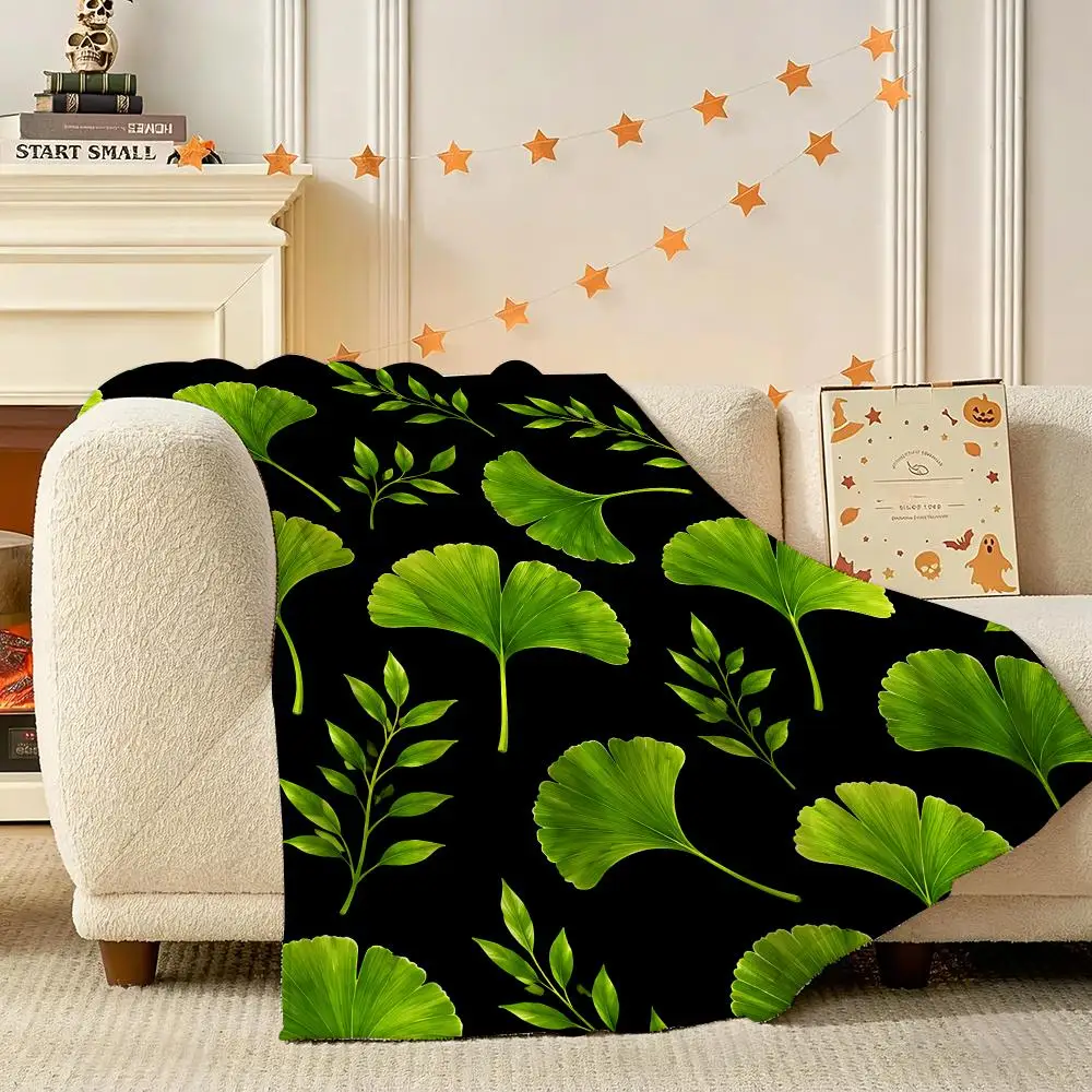 Dark Tropical Foliage Pack Throw 240g Lightweight Flannel Blanket, Soft Skin Throw Blanket for Sofa Bedroom