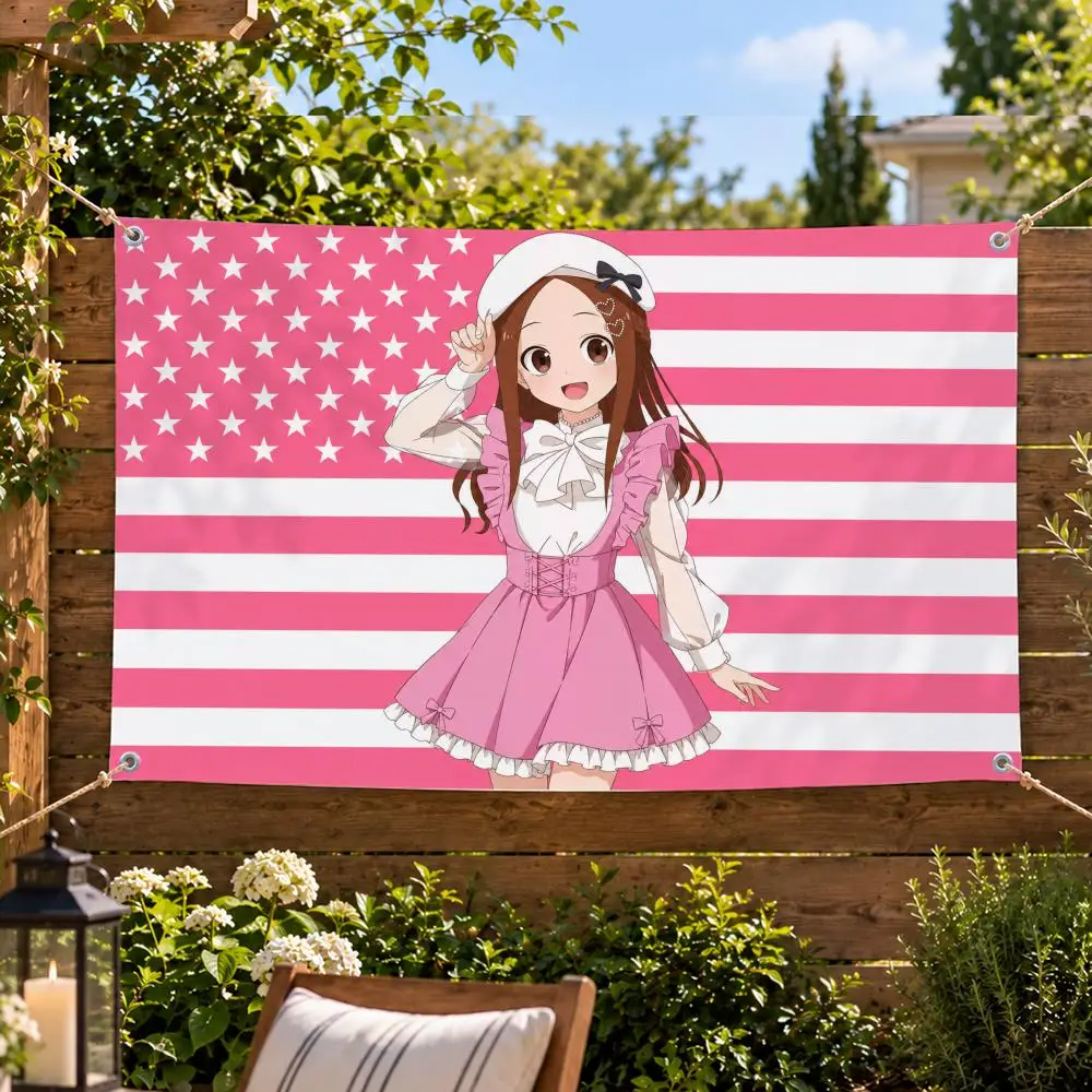 Anime Teasing Master Takagi-san Flags Decorative Flag Banner Indoor Outdoor Garden Yard Patio Party Camping Wall Decor Gift