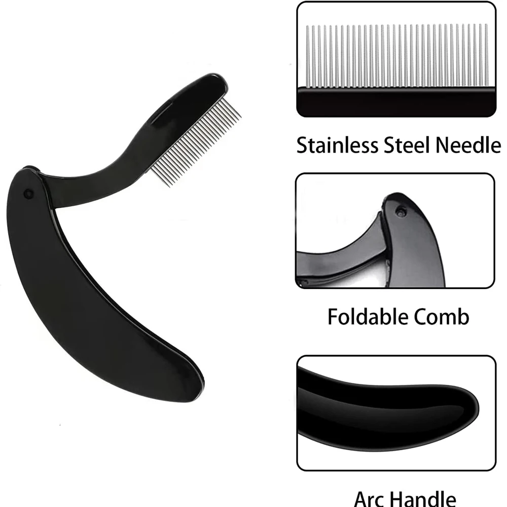 접이식 속눈썹 컬러 빗, 속눈썹 분리기, 마스카라 리프트 컬 메탈 브러시, 미니 스테인레스 스틸, 눈썹 빗, 화장품 메이크업 도구