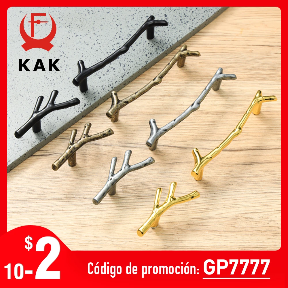 KAK Fashion Tree Branch Furniture Handle 96mm 128mm Black Silver Bronze Kitchen Cabinet Handles Drawer Knobs Door Pulls Hardware