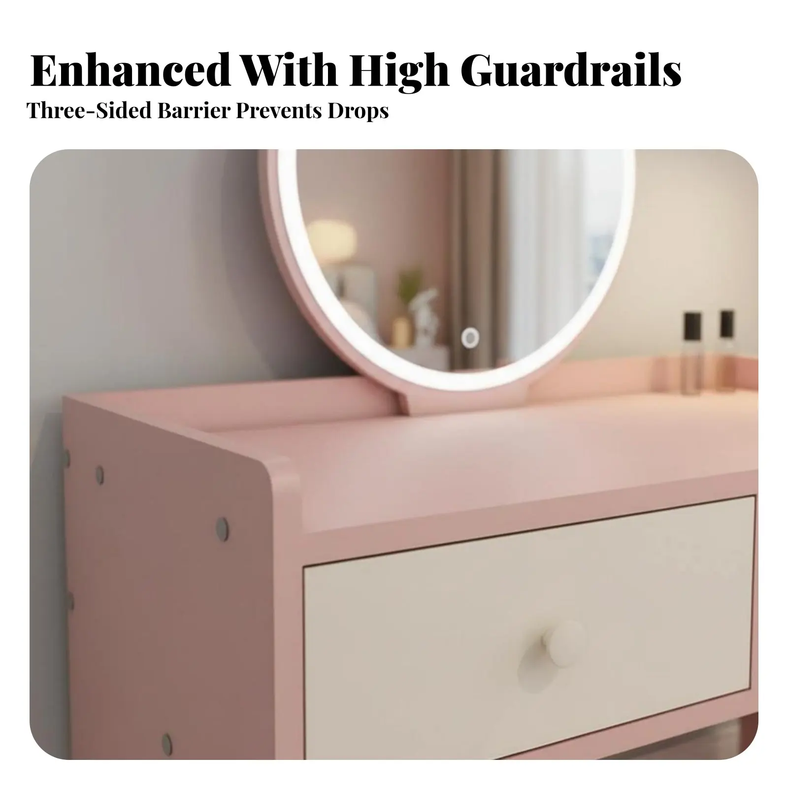 Vanity Set with Mirror and Storage Nordic Inspired Dressing Table Space-Saving Modern Design for Bay bay area Area, Small Spaces
