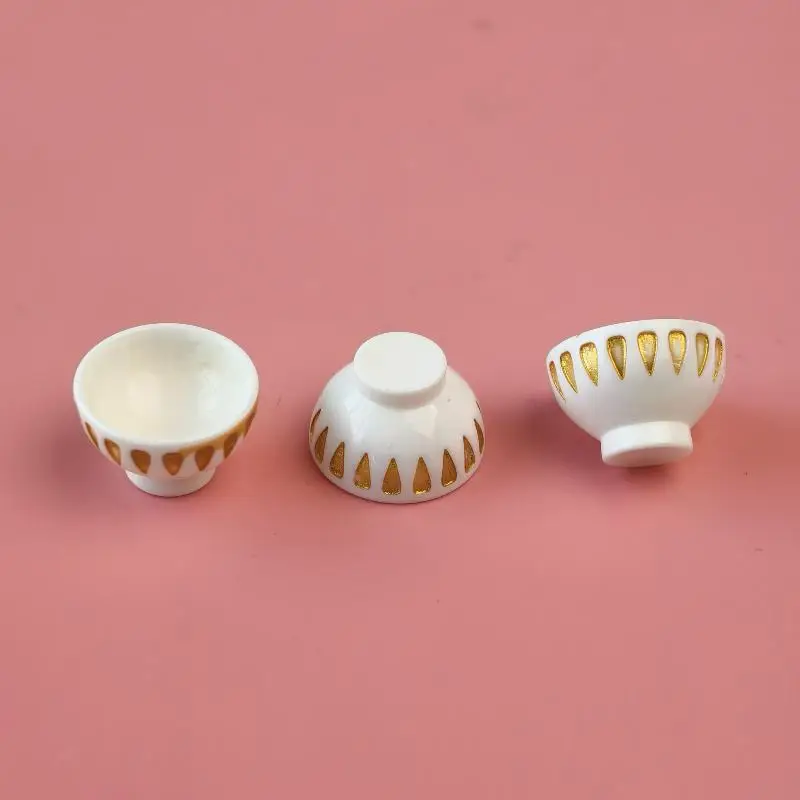Kawaii Resin Simulation 3D Bowl Dollhouse Miniature Dinnerware: 10pcs Art Flatback Cabochon DIY Craft