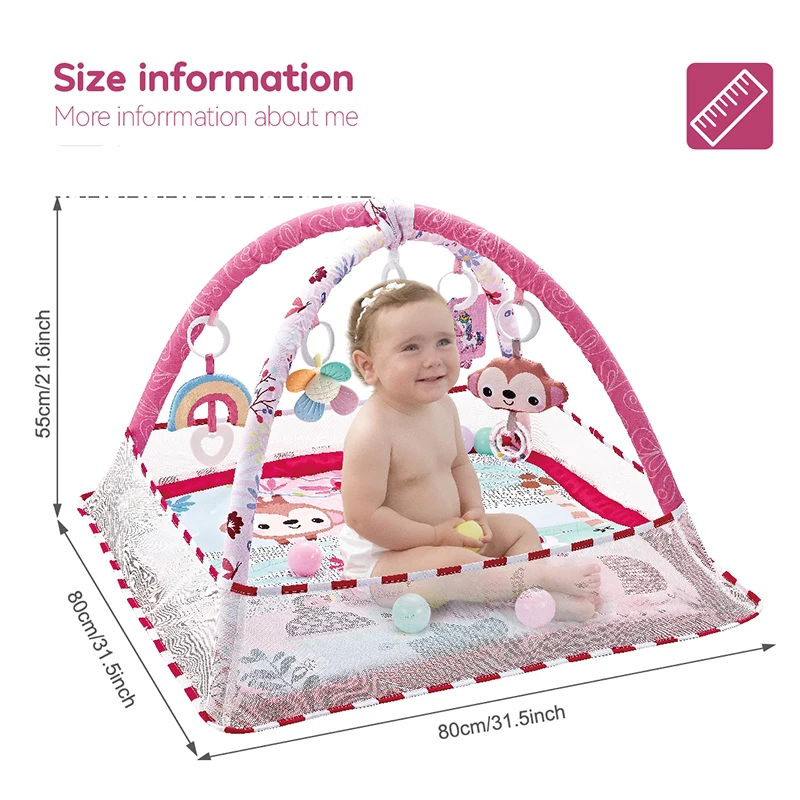 Baby Fitness Frame Tummy Time Crawling Game Blanket Baby Play Gym Early Education Fence Crawling Mat Baby Play Mats 0-36 Months