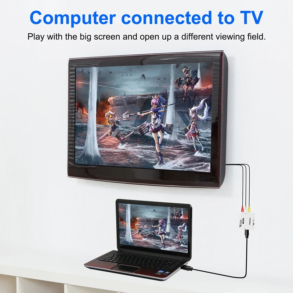 محول محول HDMI إلى RCA ، محول فيديو إلى صوت مركب ، يدعم بال ، NTSC ، عصا تلفزيون ، روكو ، دي في دي ، إلخ ، AV 3RCA