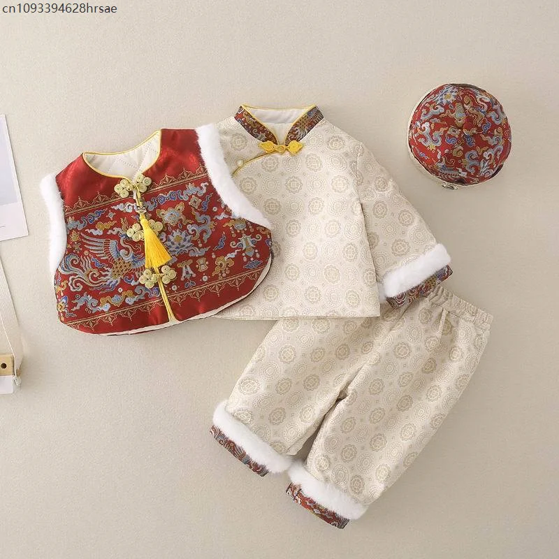 طفل رضيع السنة الجديدة شيونغسام الملابس الصينية التقليدية سنة واحدة حفل عيد ميلاد الشتاء هانفو الزي الثقافي #3