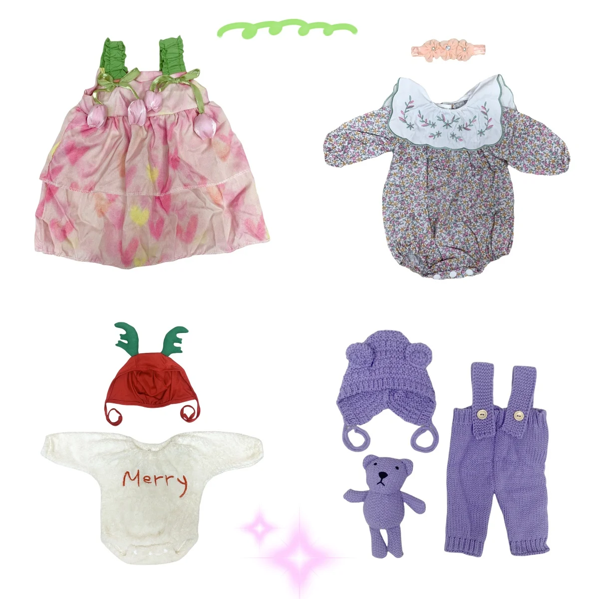 4 Styles Bebe Reborn Outfits Sets for Size 16-18Inch Reborn Dolls Handmade Soft Touch With Good Quality Clothes