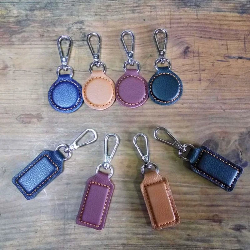 Rectangular Strong Magnetic Keychains Pendant Retro PU Leather Magnet Keyring Multifunctional Waist Hanging Keychain Accessories