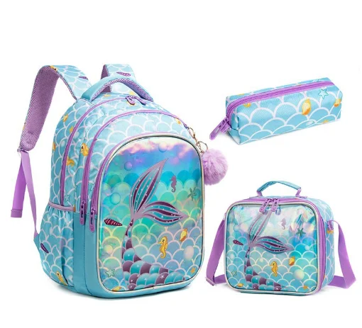 Kids 3pcs school Bag with thermal lunch bag pen bag set School backpack set for girls Children's  school Backpack set for boys