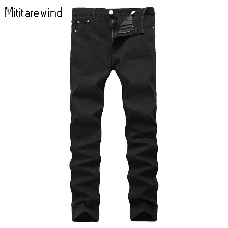 

Classic Black Jeans for Men Daily Casual Denim Pants Cotton Mid Waist Stretch Full Length Slim Jeans Simple Versatile Trousers