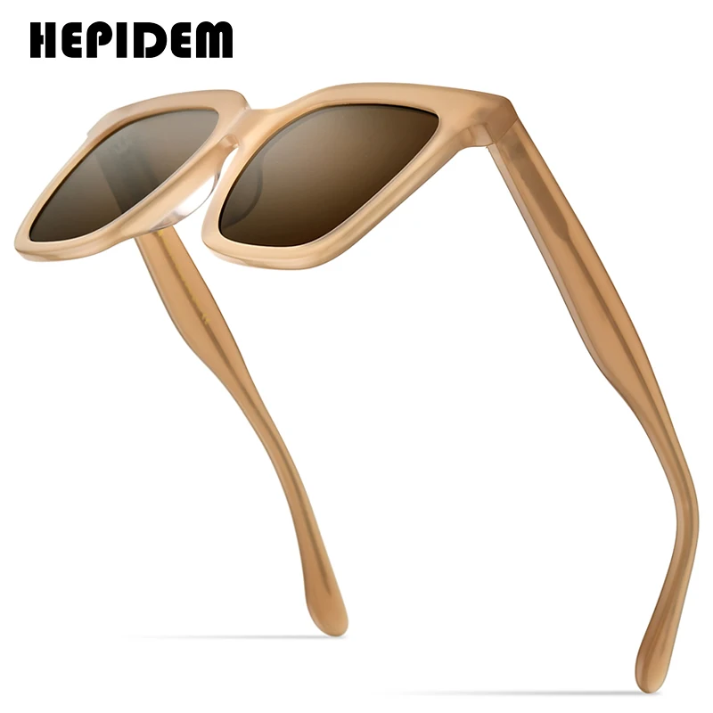 HEPIDEM Acetate Sun Glasses Women Gentle 2021 New Oversize Fashion Korean Square Sunglasses for Men Mirrored Nylon Lens gm 9159