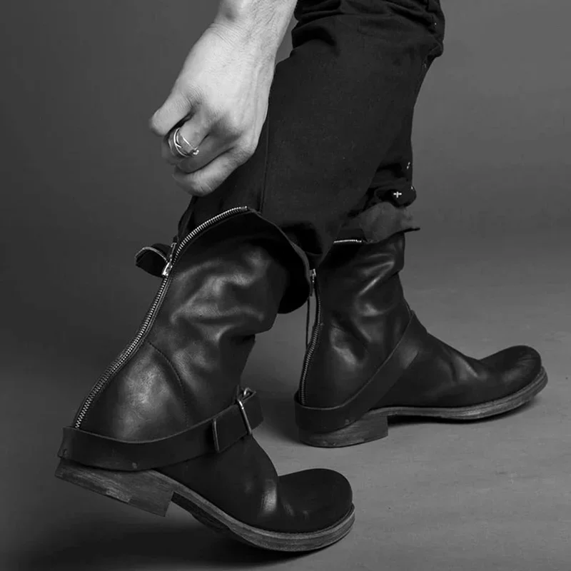 Metal Buckle Belt Zipper Motorcycle Boots Sexy Pointed Toe Zipper Matte Leather New Arrivals Fashion Women Men Boots
