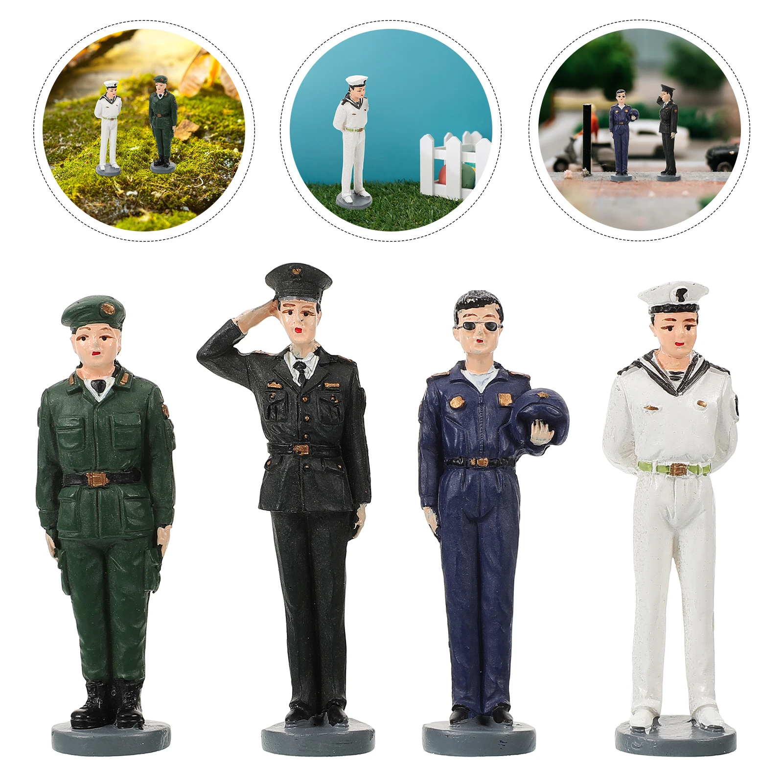 4 pièces classique Mini soldats modèles résine figurines ensemble bureau décoration Playset jouet cadeau Miniature personnes Figurines Train Figures