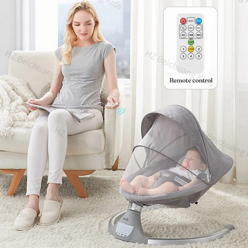 KUB Remote Control Music Cradle Swing Baby Rocker Chair Safety Newborn Bassinet Baby Electric Rocking Chair For Baby