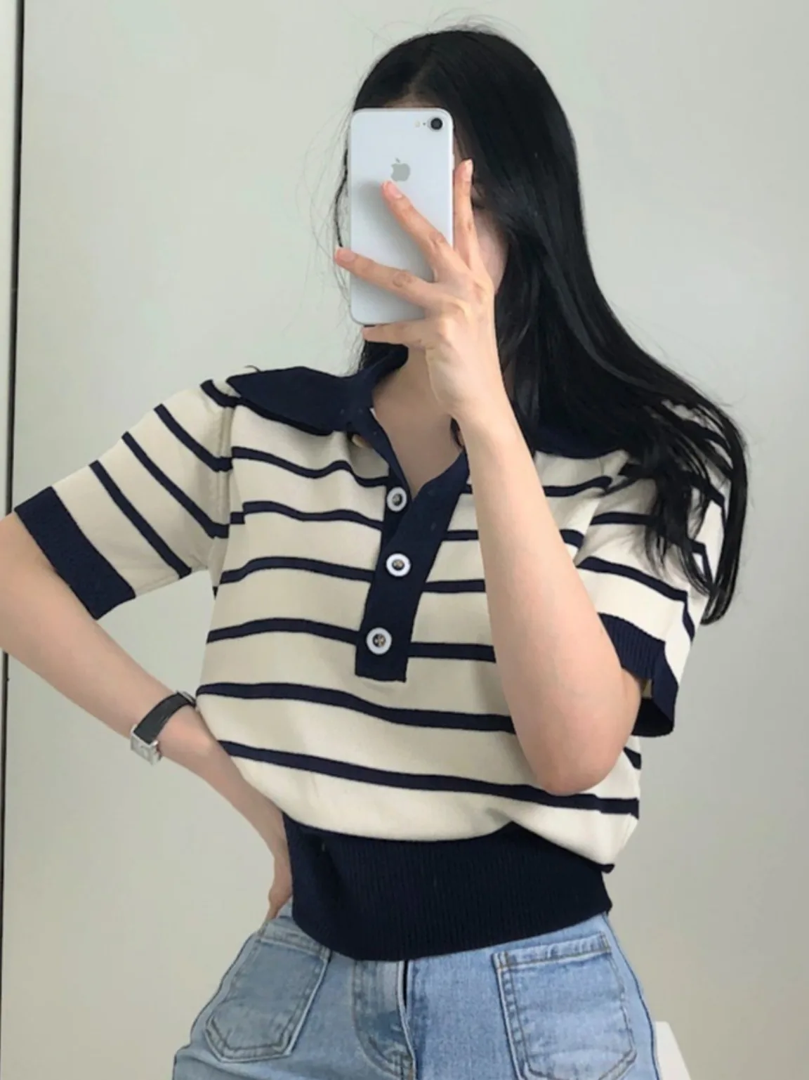 

Spring New plus Size Color Blo Ne Slim Fit ort Sve Knitted Top T-irt Women's Faion Casual Wear