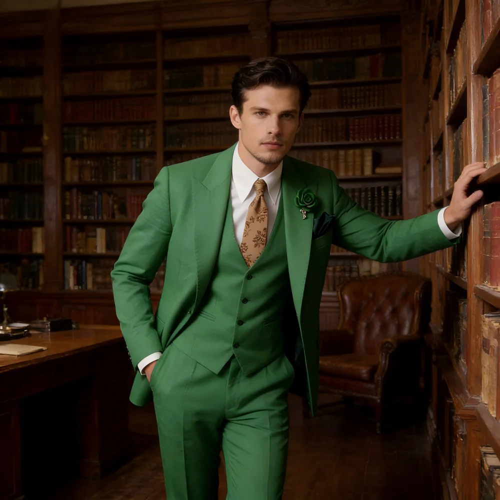 

3 шт., формальный однотонный мужской костюм, комплект-свадьба, деловая вечеринка, выпускной, классическая куртка, жилет, брюки, ансамбль