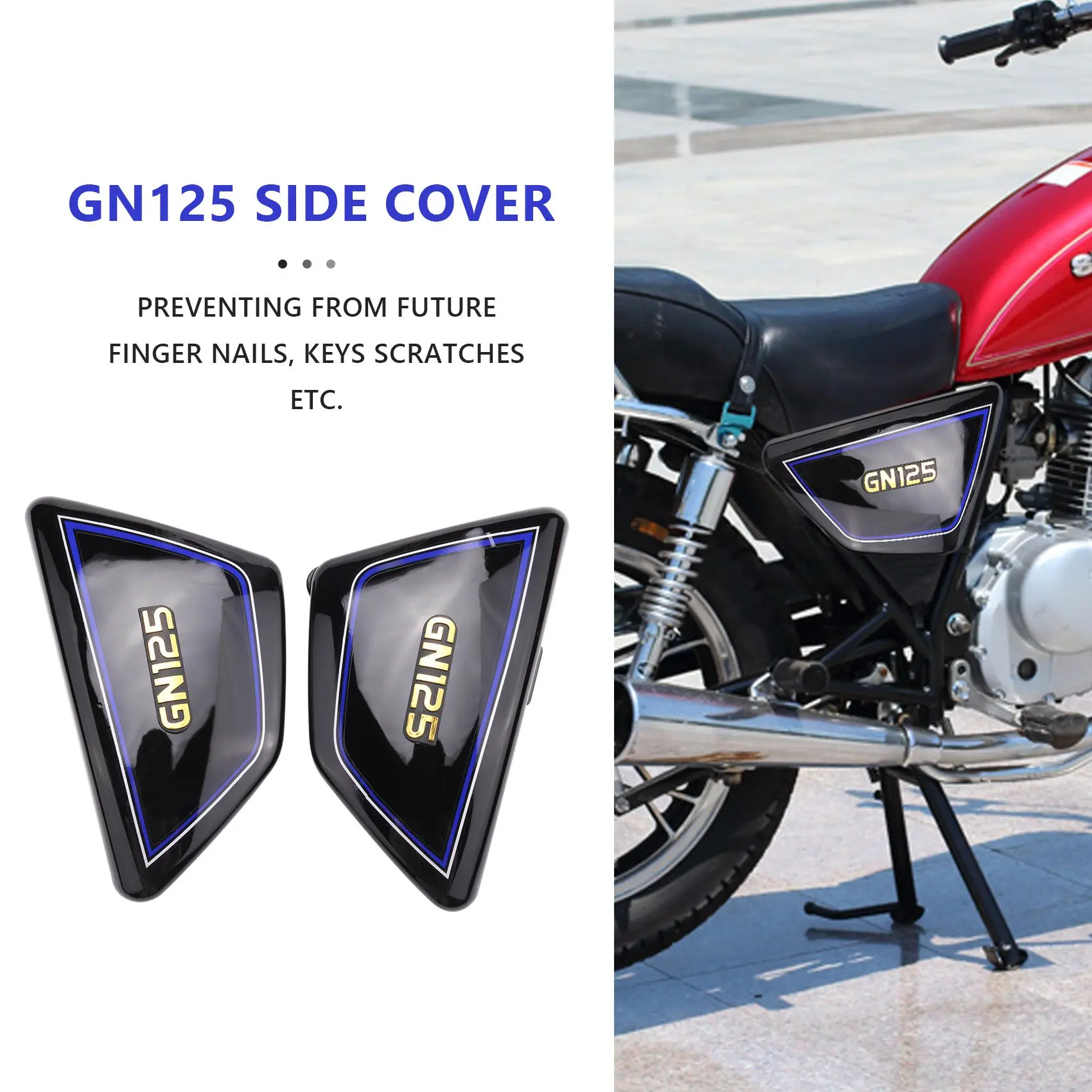 Black Motorcycle Battery Side Cover Frame Side Covers Panels for Suzuki GN125 GN 125