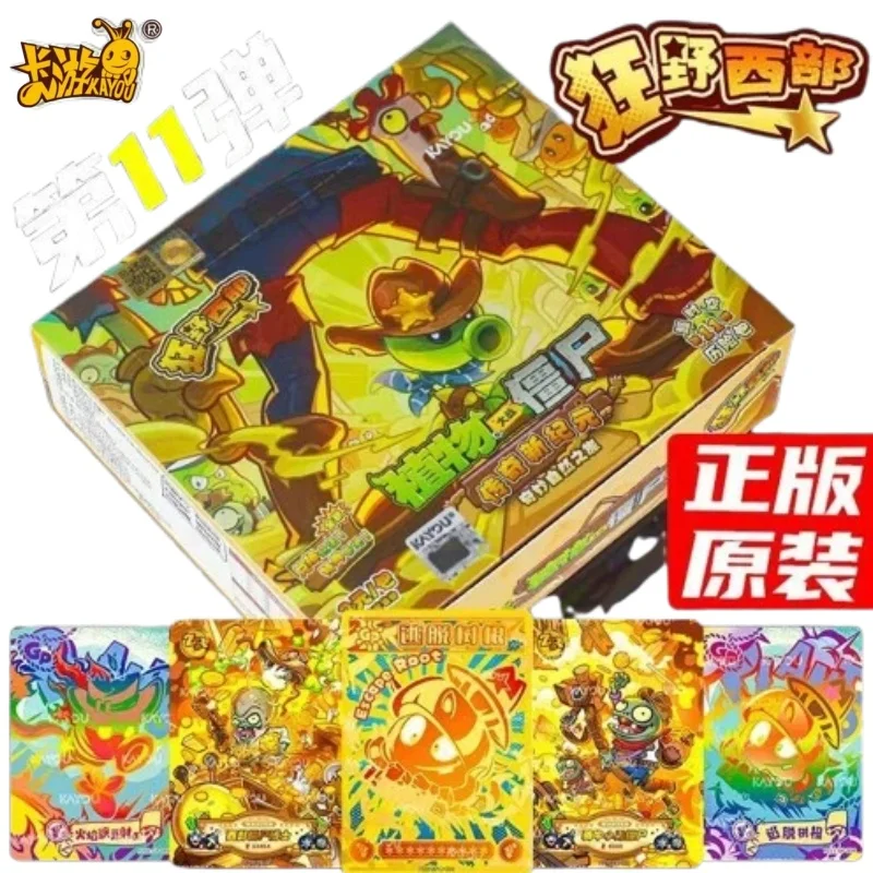 KAYOU Plants Vs Zombies Blind Box Trading Cards Super Time Adventure Vol.11 Cowboy Peashooter Wild West Collectible Foil Cards