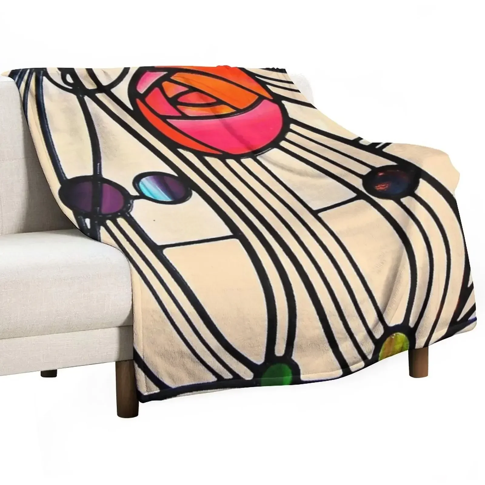 

Charles Rennie Mackintosh Floral Window Design Throw Blanket Luxury Throw bed plaid Soft Plaid Blankets