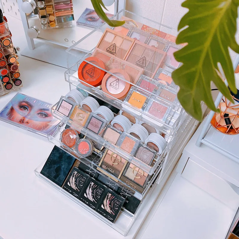Eyeshadow powder, blush, cosmetics storage boxp dust drawer rack