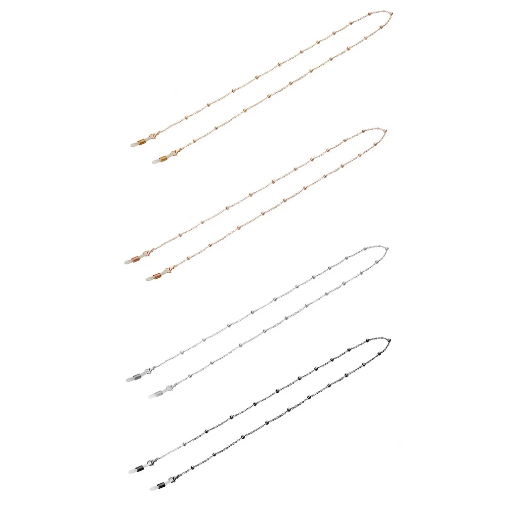

4Pcs Eyeglass Chain Fashion Beads Plating Metal Anti-Slip Glasses Strap Hanging Rope Eyewear Holder for Reading Sunglasses