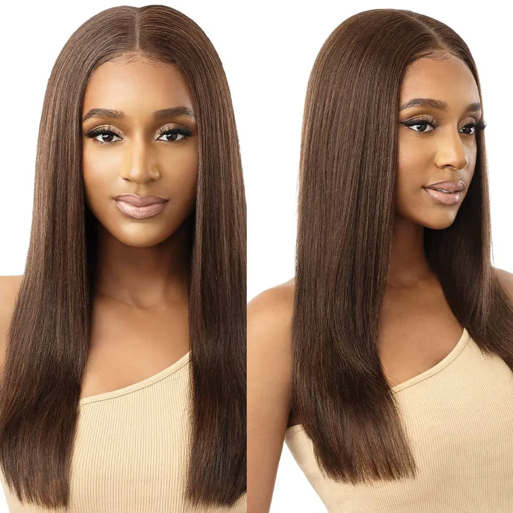 Brazilian Remy Hair with Silk Base Full Lace Wigs Silky Straight Silk Top Pre-Plucked 150%, Natural and Durable Brown #6 Color