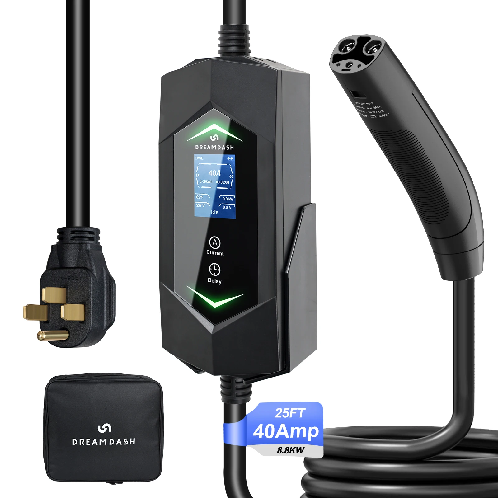 

Dreamdash 9Kw 40A Портативное зарядное устройство для электромобилей Type1 SAE J1772 Зарядное устройство для электромобиля для TESLA EVSE Зарядка 16A Кабель Wallbox Вилка