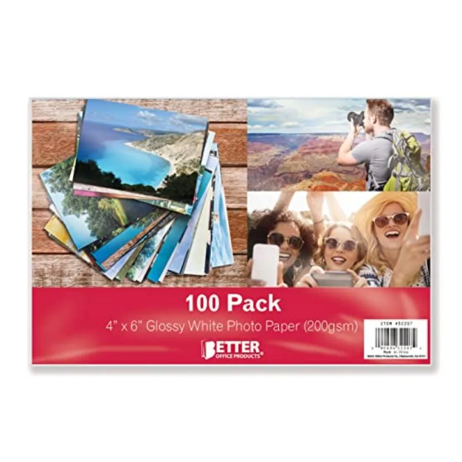 Glossy Photo Paper, 4 x 6 inch, 100 Sheets, by, 200 GSM, 4 x 6, 100-Count Pack