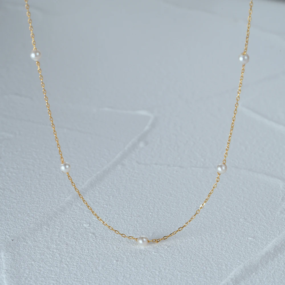 CANNER-collar de clavícula apilada de perlas para mujer, cadena larga de Plata de Ley 925, regalos para mujer, venta al por mayor