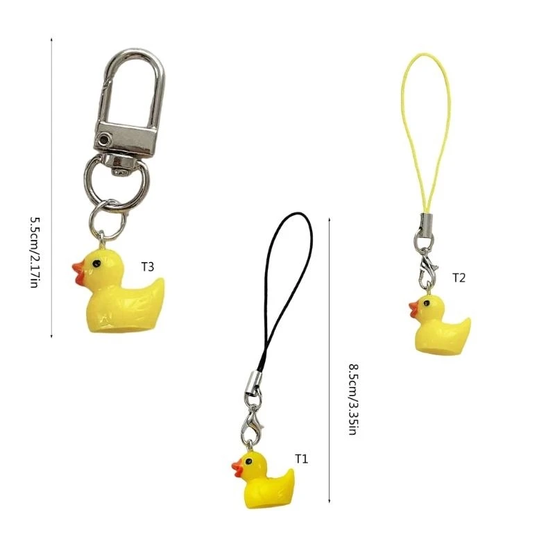 Quirky Yellow Duck Bag Charm Resin Crafted Animal Keychain Handmade Gift for Her