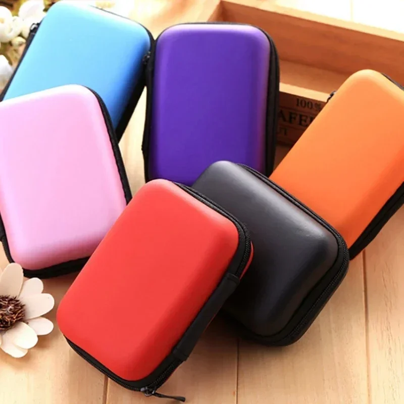 5 Colors Portable Hard Shell Card Storage Case Zipper Travel Bag Board Game Card Earphone Small Accessories Organizer Box