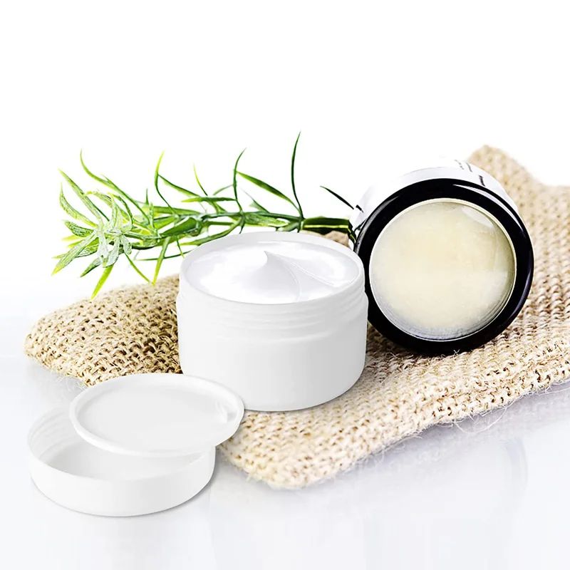 100 szt. Puste Mini Plastikowe Słoiczki Kosmetyczne 10g-100g Przenośne Słoiczki na Próbki Wielokrotnego Użytku Pojemniki na Makijaż na Maść Balsam Masło do Ciała