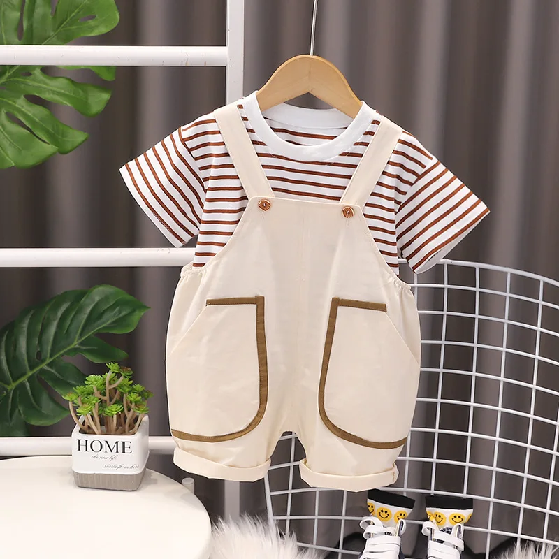 

Summer Baby Boys Clothes Short sleeved+Shorts Set Stripe Printed T-shirt Sports Set 2PCS Kids Suits Infant Clothing Sets Outfits