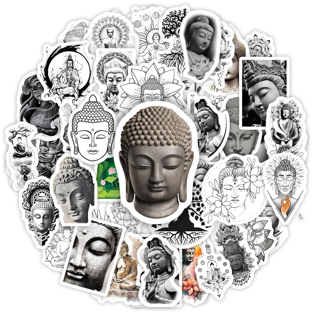 Buddha Aesthetics Stickers Yoga Sakyamuni Bodhisattva PVC Waterproof DIY Art Sketch for Phone Laptop Scrapbooking Decoration