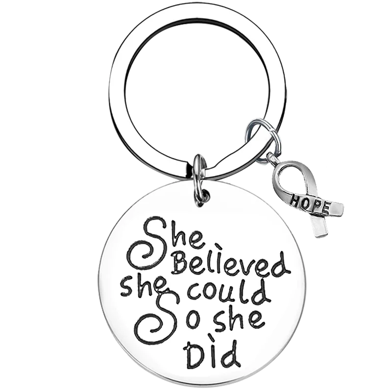 Breast Cancer Key Chain Ring Cancer Awareness keychains pendant Cancer Survivor Gift